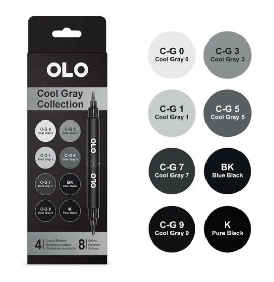 OLO Cool Gray Alcohol Markers - 8 Colors 4Pc. Set 8 – Country Croppers